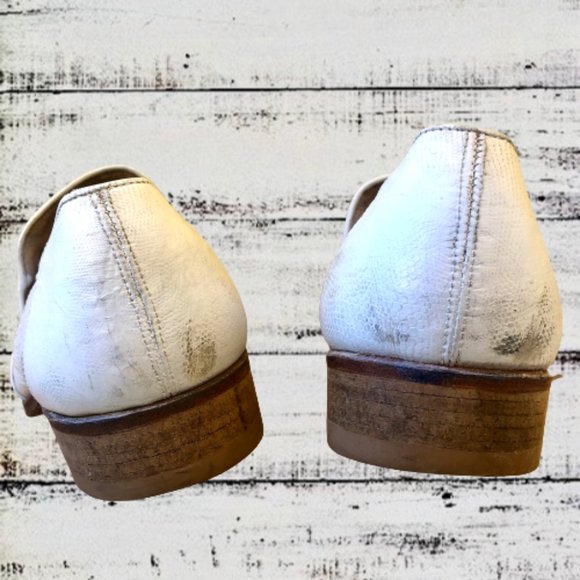 Vintage 80's Mens Dress Loafer White Leather Snake Print Queen French 10.5 ASIS - Picture 15 of 15